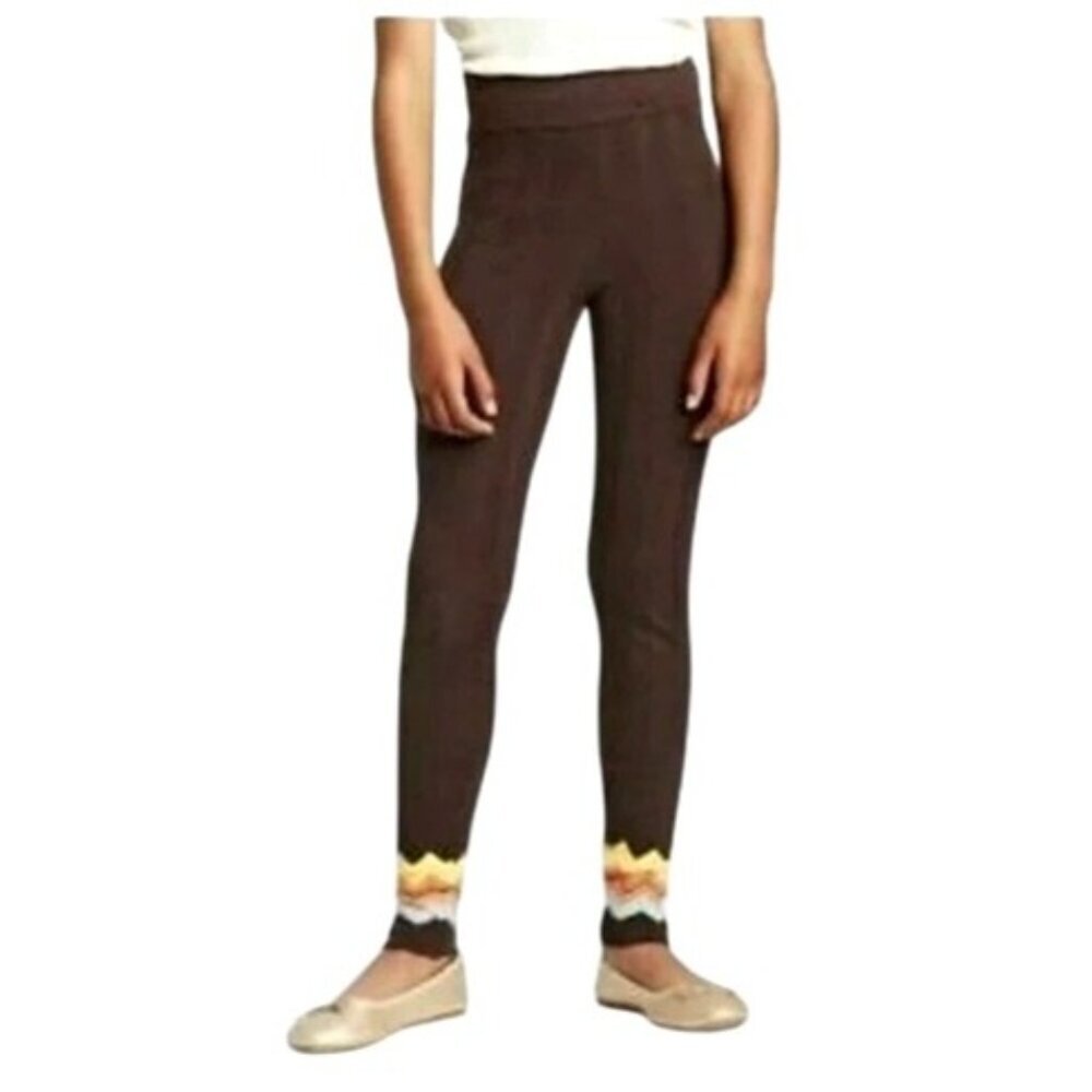 Missoni Target Leggings Women Large Brown Ribbed Knit Chevron‎ Hem Pants